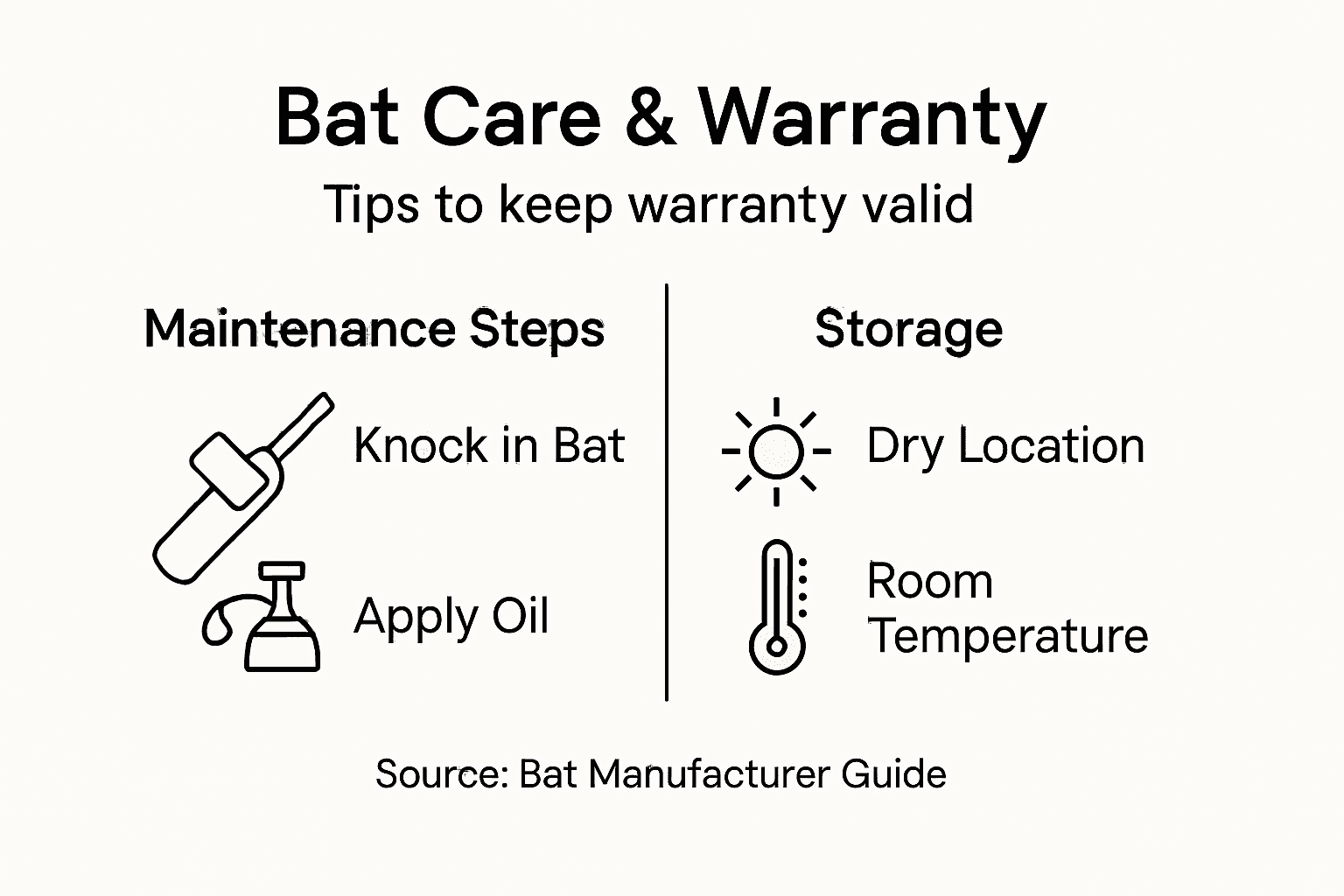 Infographic on bat care for warranty validity