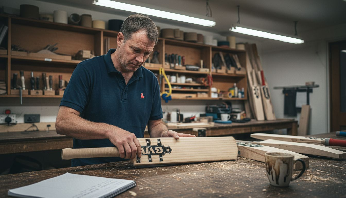 Coach inspecting straight willow grain on bat