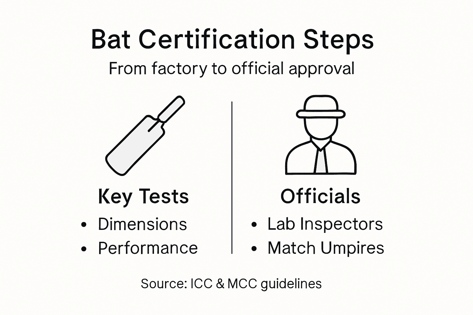 Infographic showing bat certification steps and officials