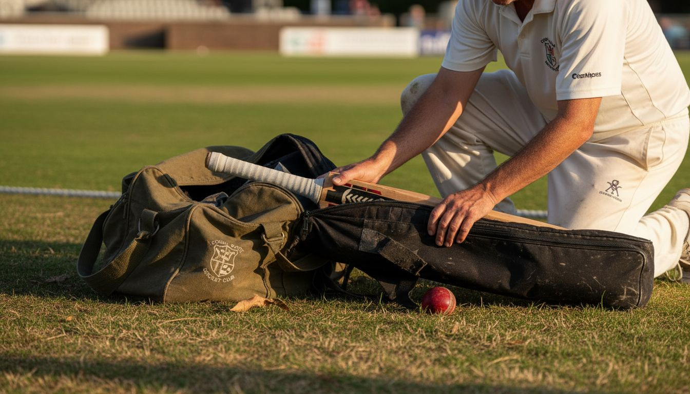 Packing cricket bat in padded carry case