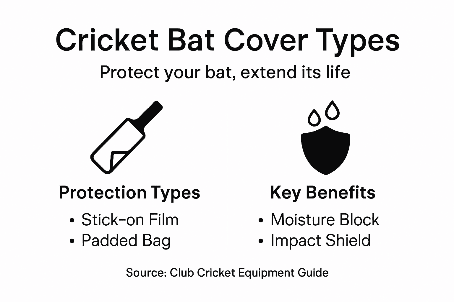 Infographic showing types and benefits of bat covers