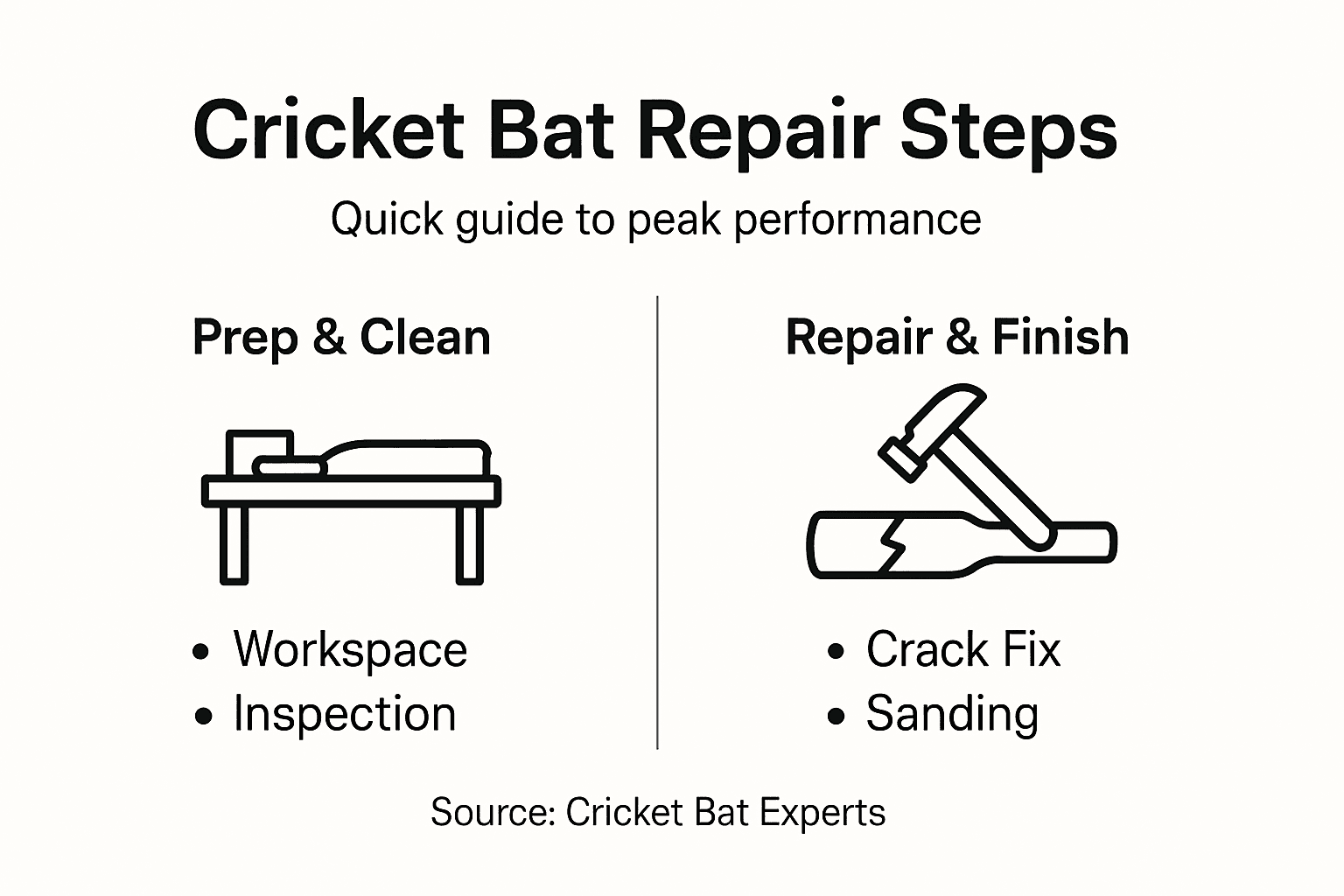 Infographic outlining cricket bat repair steps