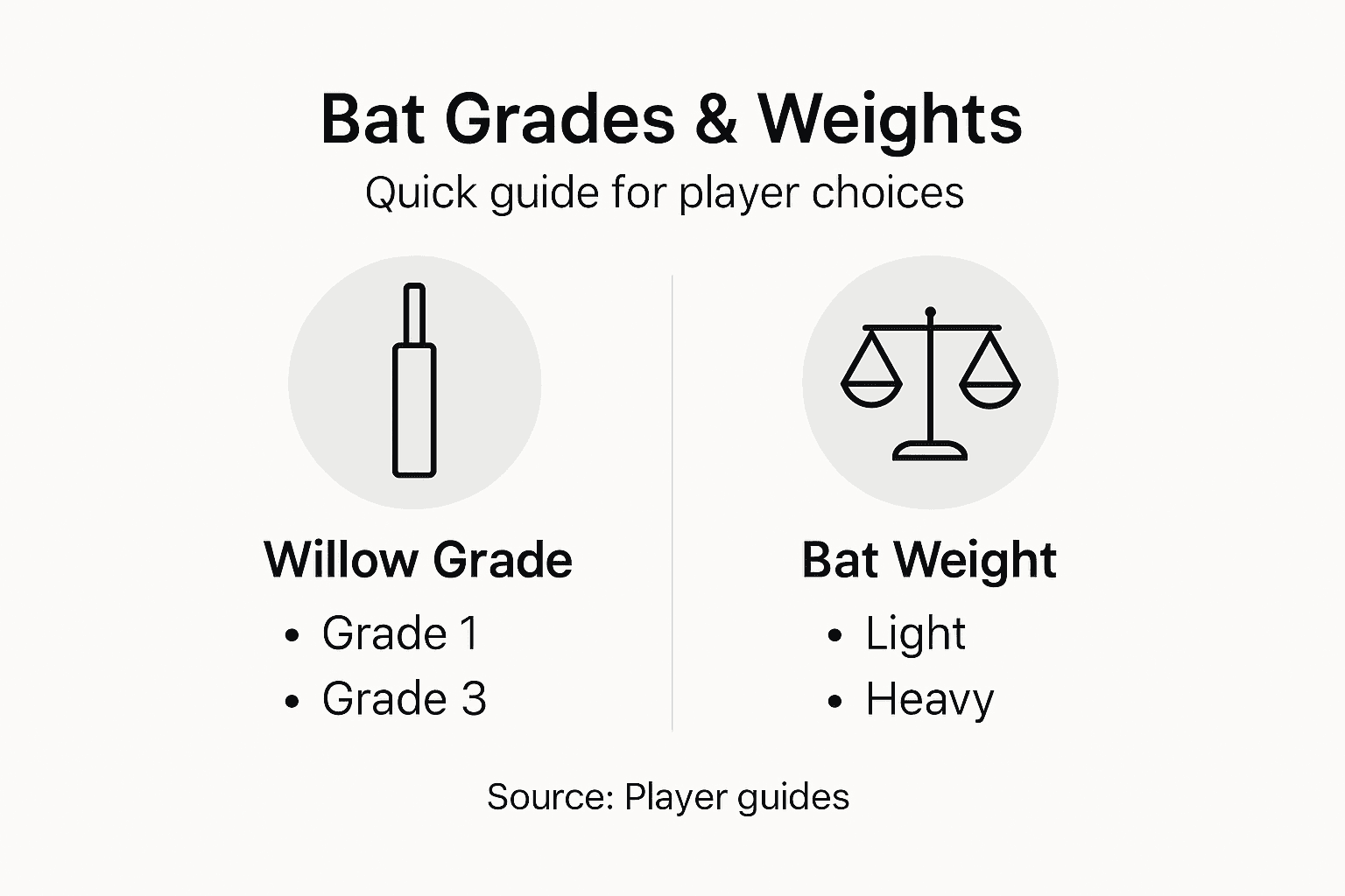 Infographic comparing bat grades and weights