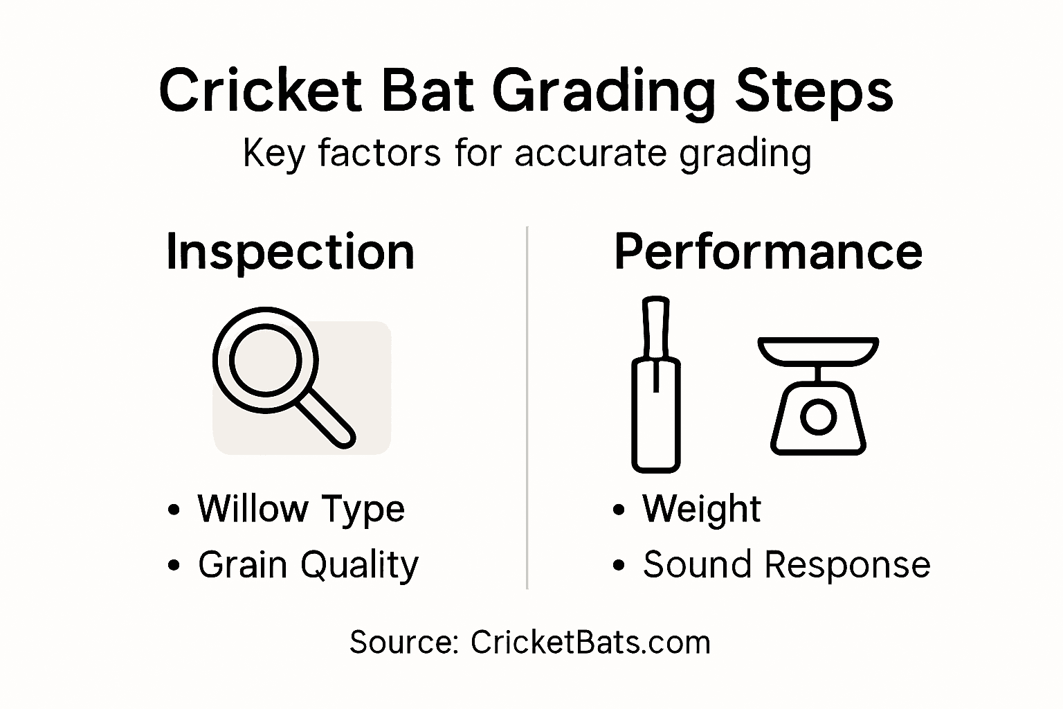 Infographic showing cricket bat grading steps