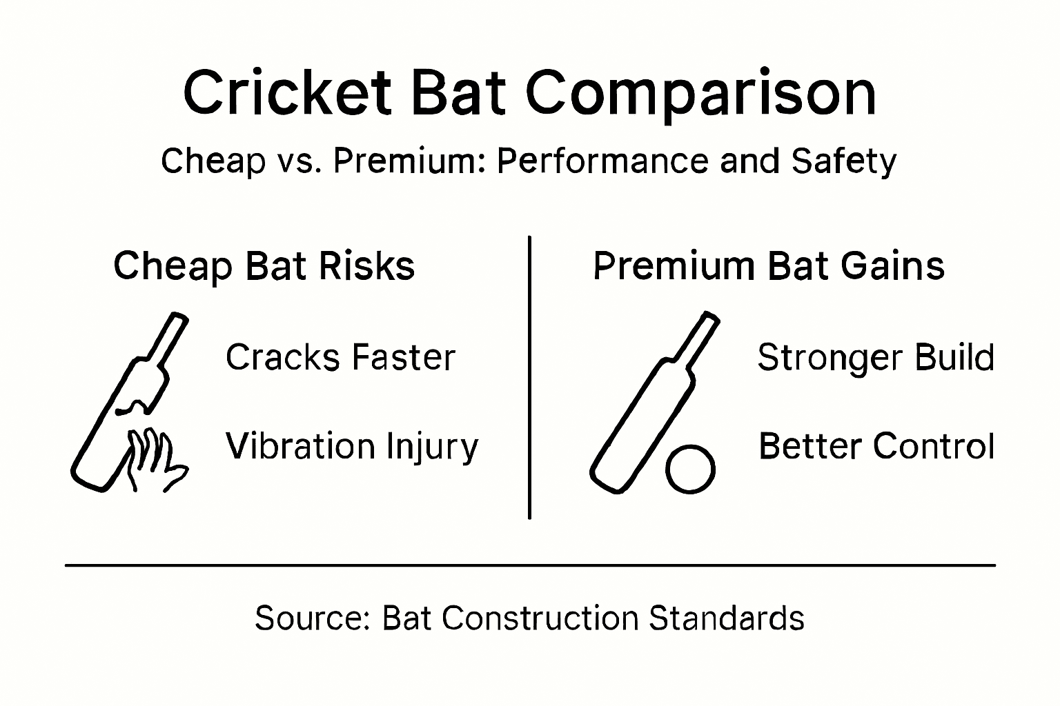 Infographic comparing cricket bat risks and benefits