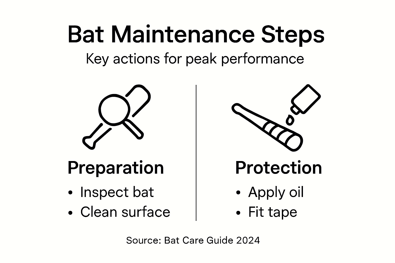Infographic outlining cricket bat care steps
