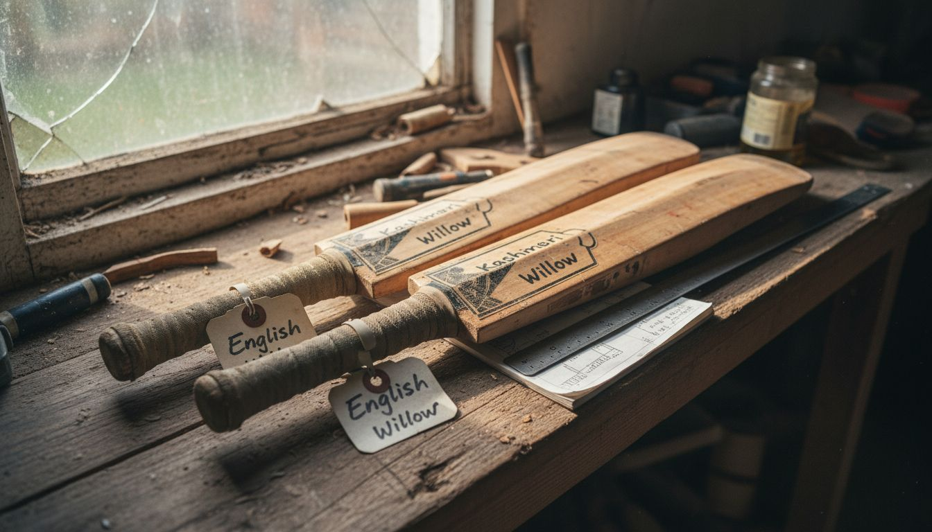 Close-up comparing bat materials and details