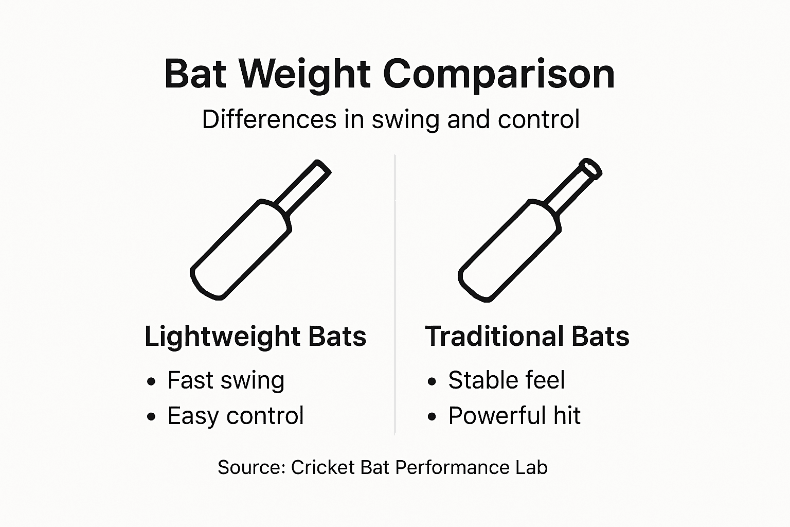 Infographic comparing cricket bat weights