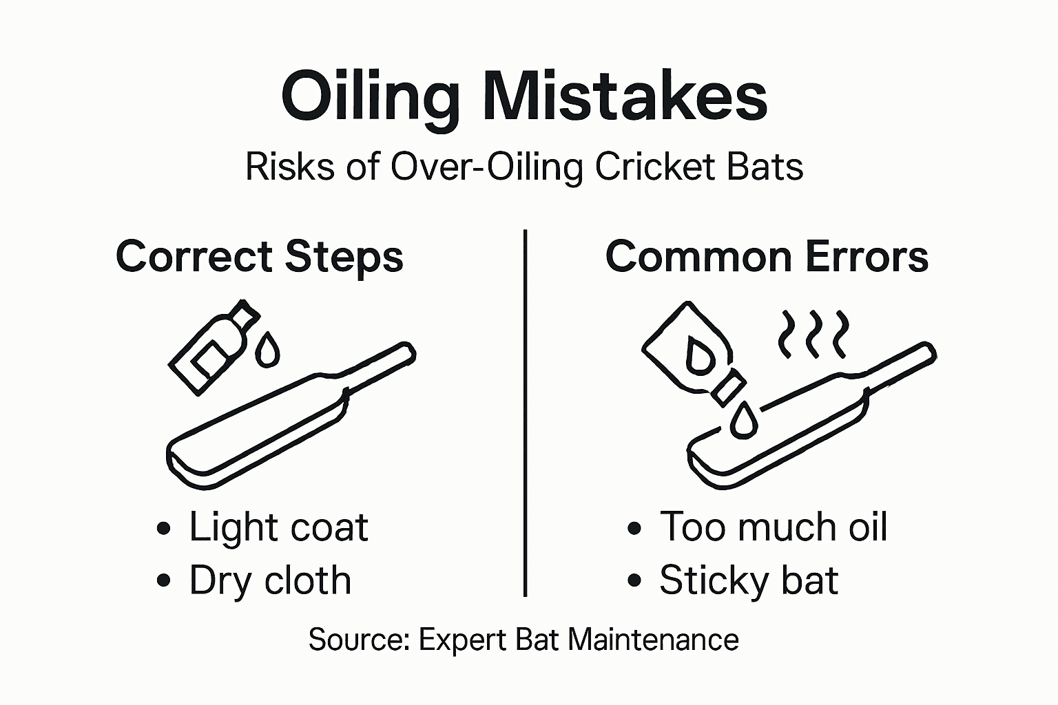 Infographic showing over-oiling risks and correct steps