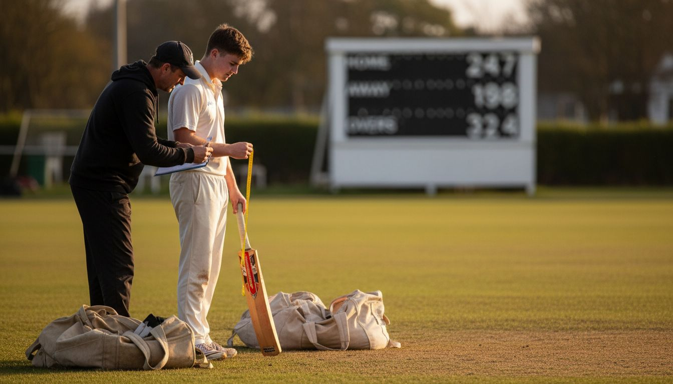 Coach fitting bat for cricket player
