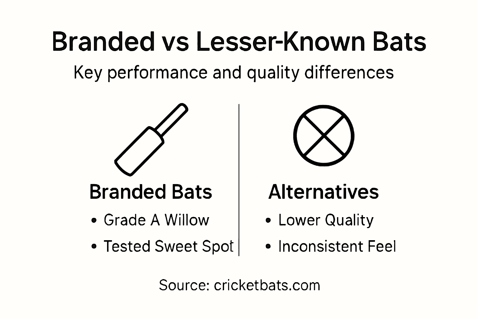 Infographic comparing branded and lesser-known bats