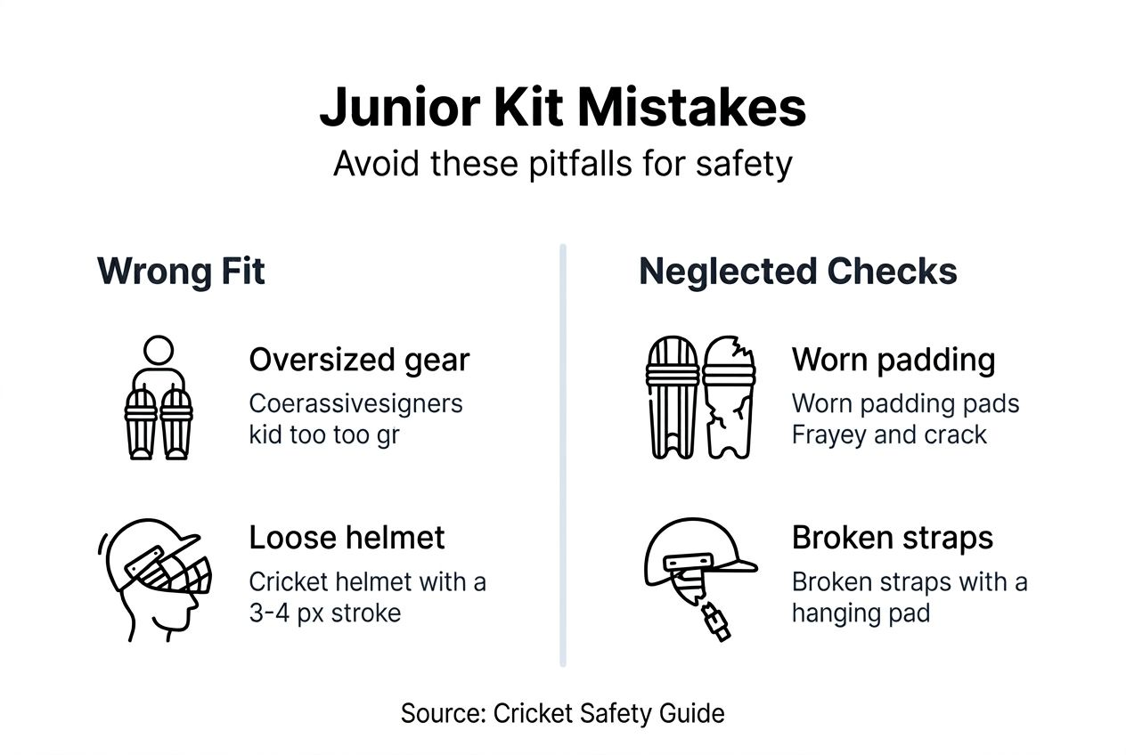 Infographic showing junior cricket kit mistakes