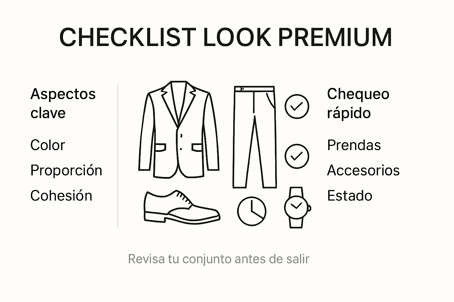 Infografía: lista de verificación para lograr un look masculino coherente y de calidad