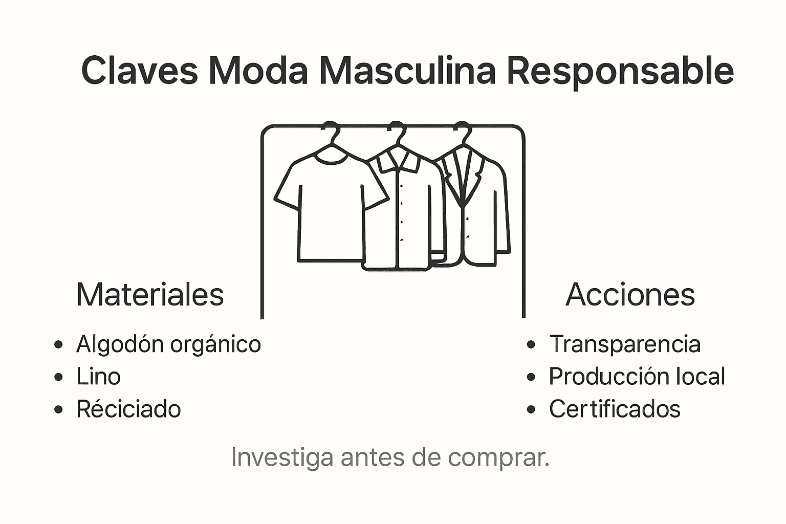 Guía visual breve sobre cómo vestir con conciencia y responsabilidad: moda masculina sostenible