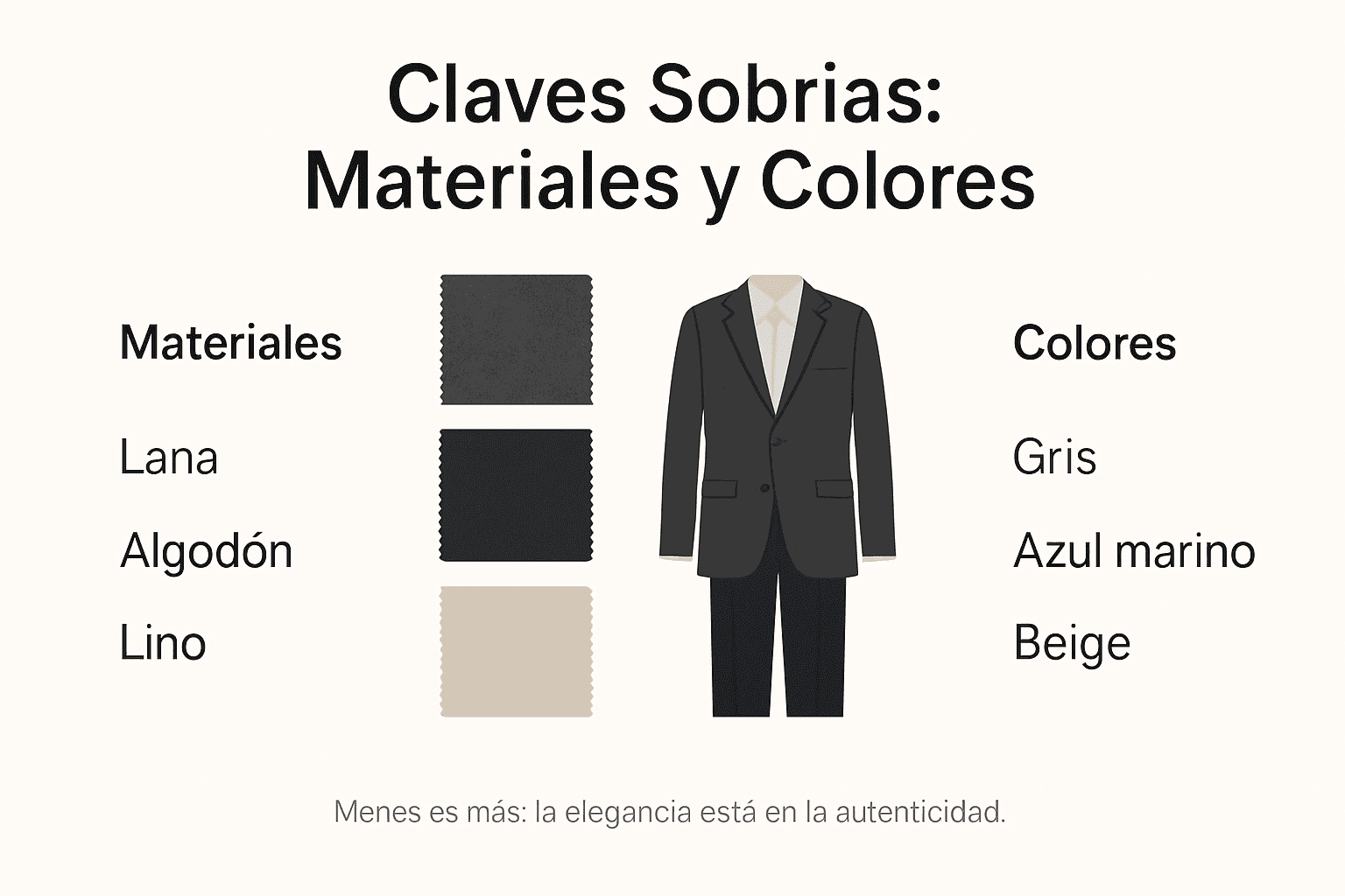 Guía visual sobre los materiales y colores clave en la moda masculina