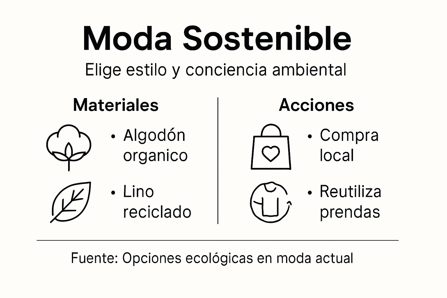 Infografía sobre moda responsable y materiales ecológicos