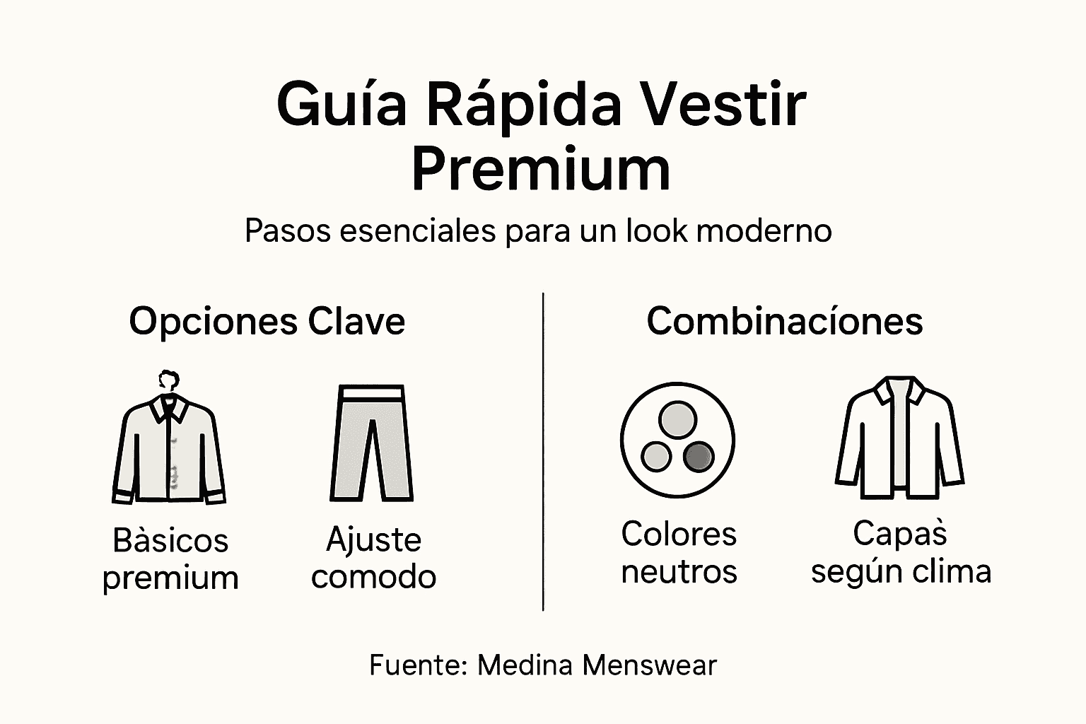 Infografía sobre pasos para vestir contemporáneo