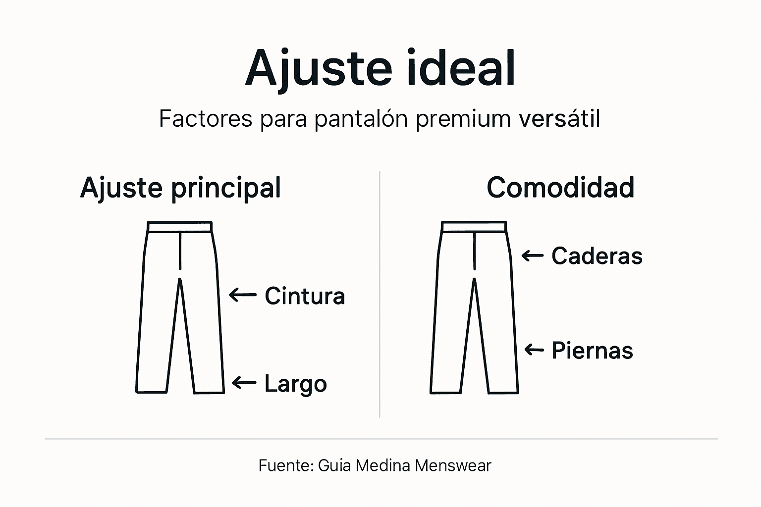 Infografía sobre cómo lograr el ajuste perfecto en pantalones premium: aspectos clave a tener en cuenta