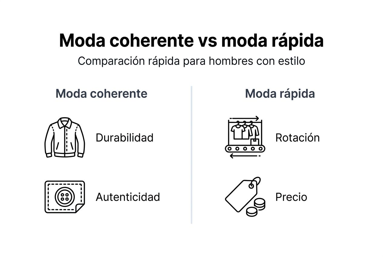 Infografía que muestra las diferencias entre la moda sostenible y la moda rápida