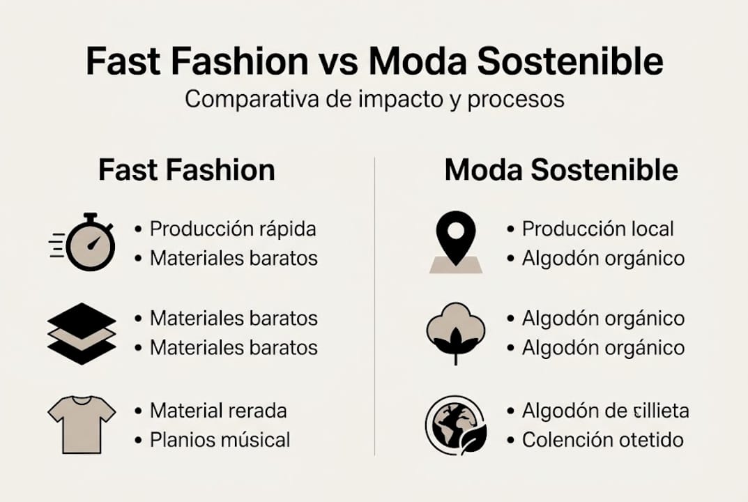 Infografía: diferencias clave entre fast fashion y moda sostenible