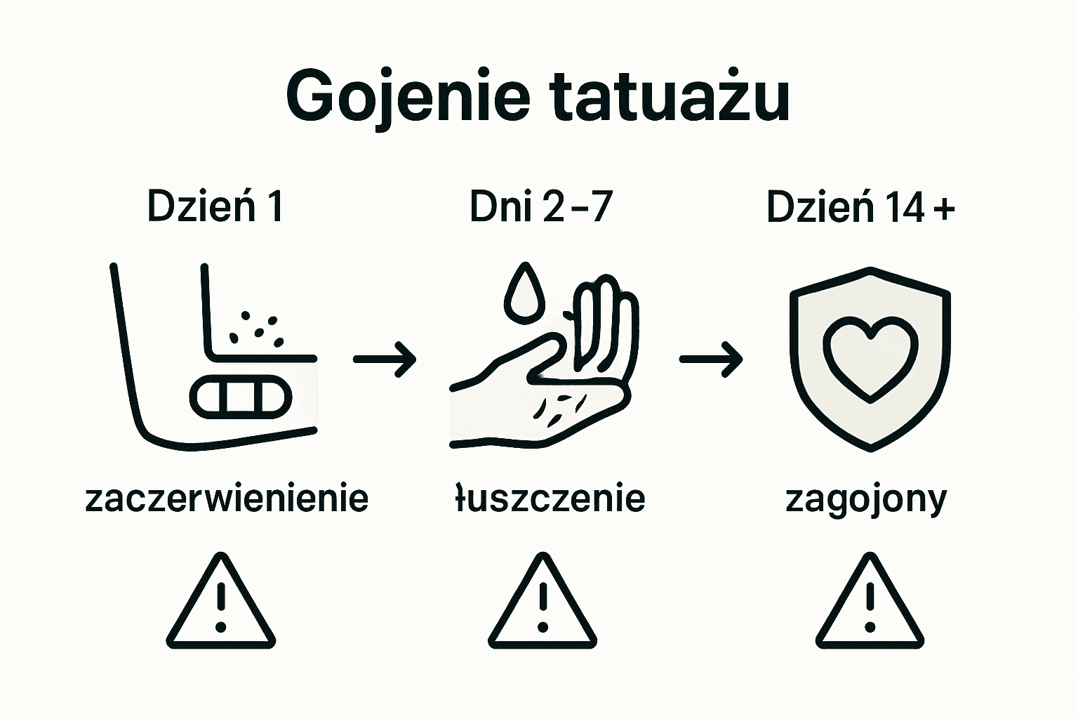 Infografika: jak krok po kroku przebiega gojenie się tatuażu