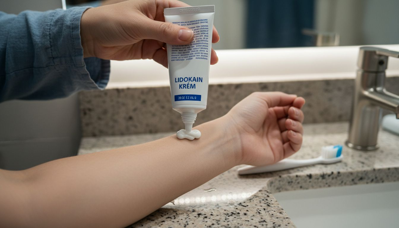 Lidokainos krém felvitele közelről