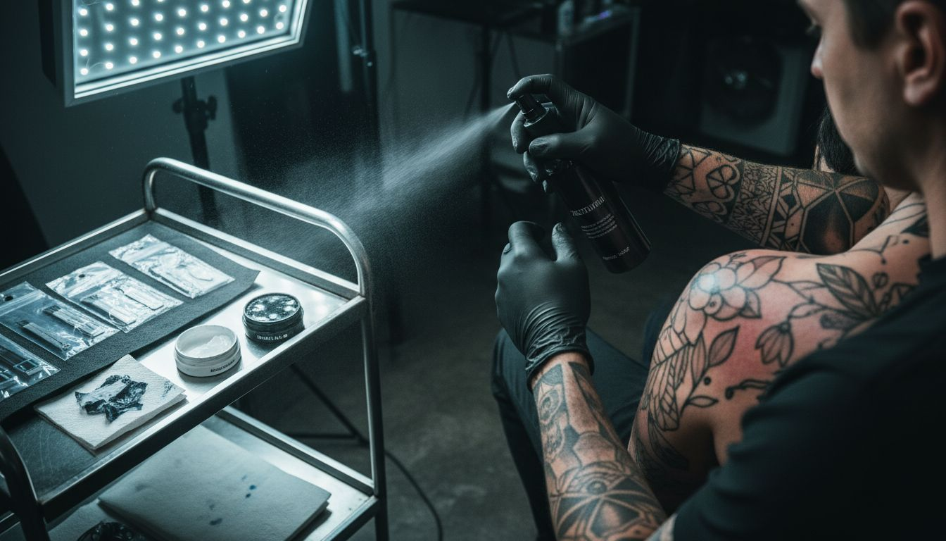 Znecitlivující sprej používaný před tetováním pro zmírnění bolesti