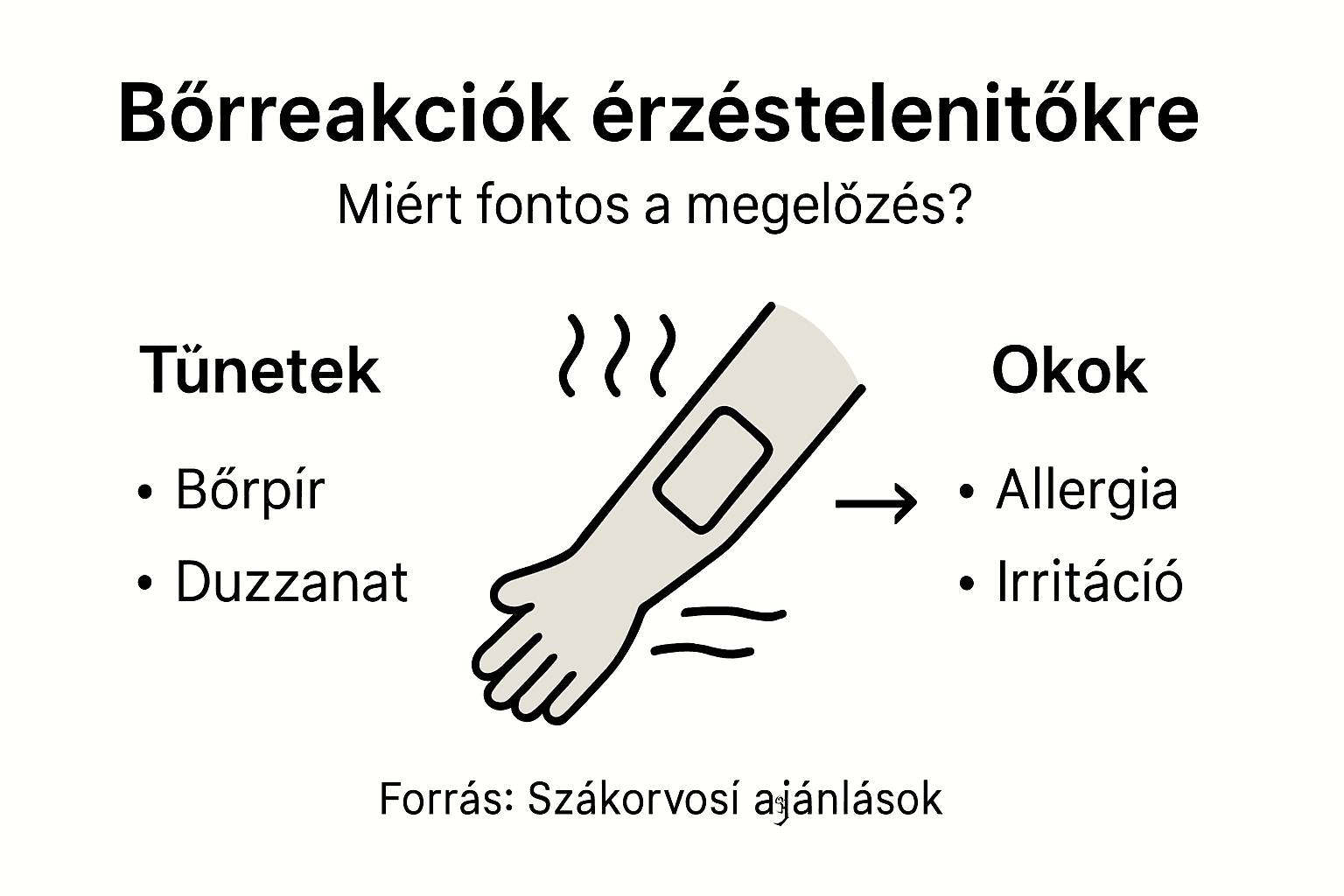 Áttekintő infografika a leggyakoribb bőrreakciókról és azok kiváltó okairól