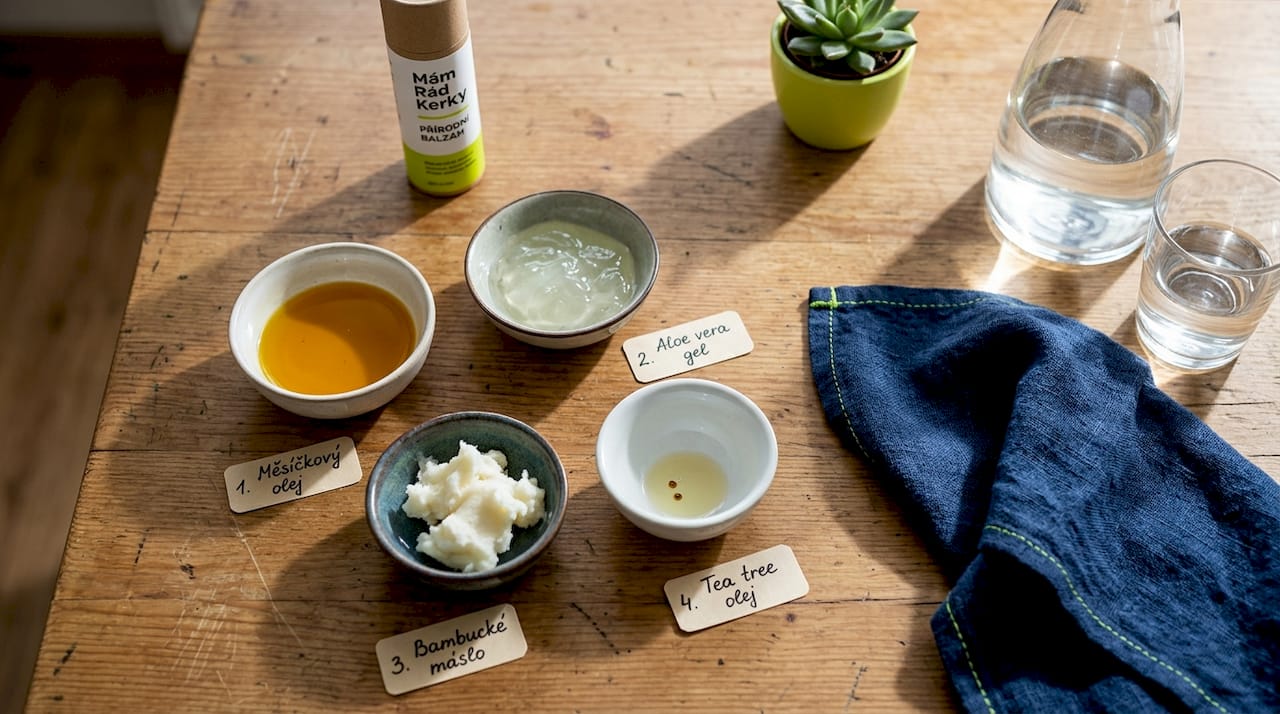 Misky plné přírodních ingrediencí balzámu