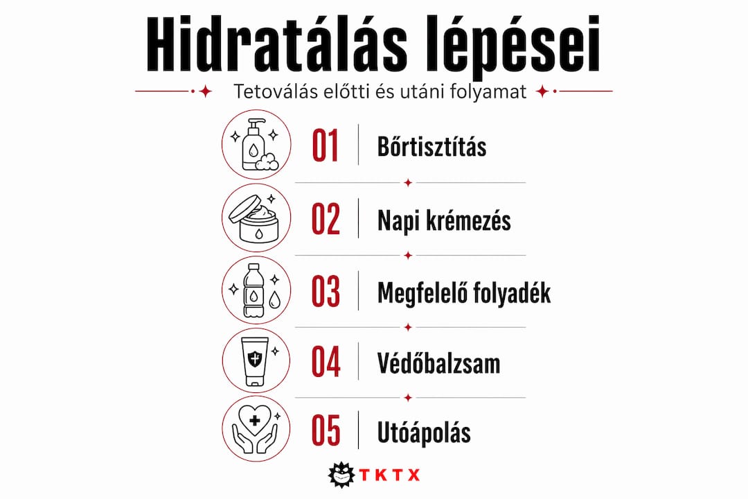 Infografika: hogyan hidratáld a bőröd tetoválás előtt – lépésről lépésre