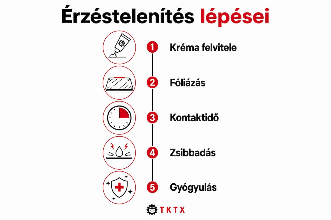 Infografika a tetovált bőr érzéstelenítésének lépéseiről