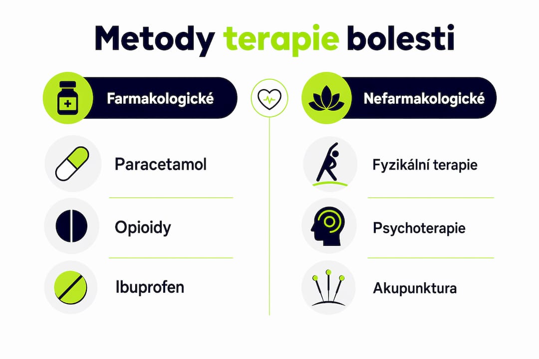 Přehledná infografika přináší nejčastější způsoby léčby bolesti