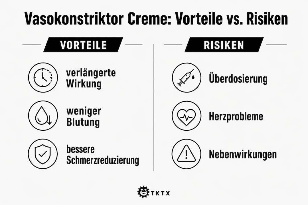 Übersichtsgrafik: Chancen und mögliche Risiken von vasokonstriktiven Cremes auf einen Blick