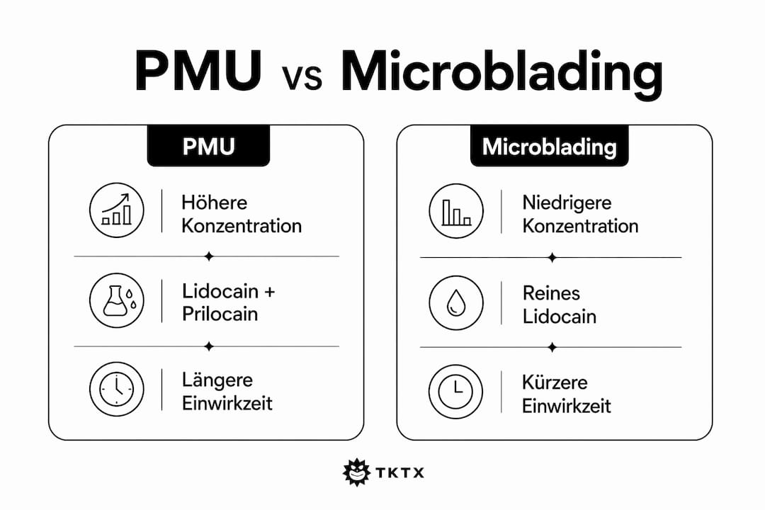Grafische Gegenüberstellung: Betäubungscremes bei PMU und Microblading