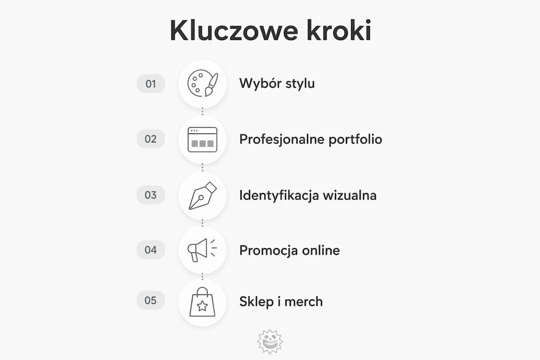 Infografika przedstawiająca etapy budowania własnej marki jako tatuażysta