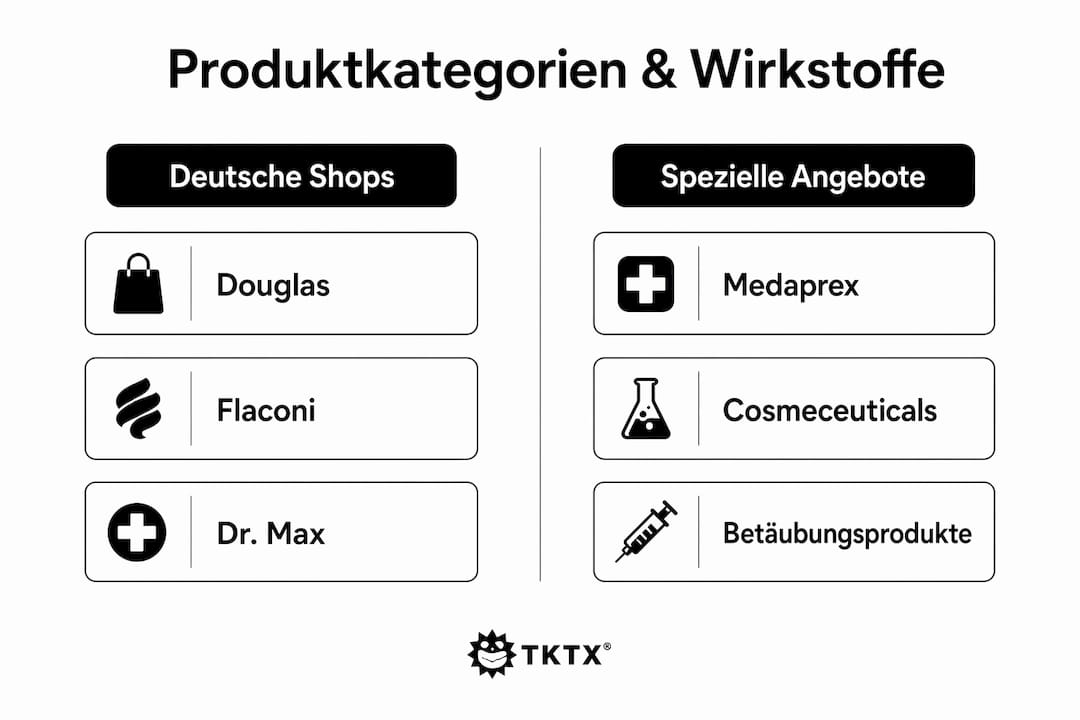 Übersichtliche Grafik mit verschiedenen Produktarten und einem Vergleich der enthaltenen Wirkstoffe