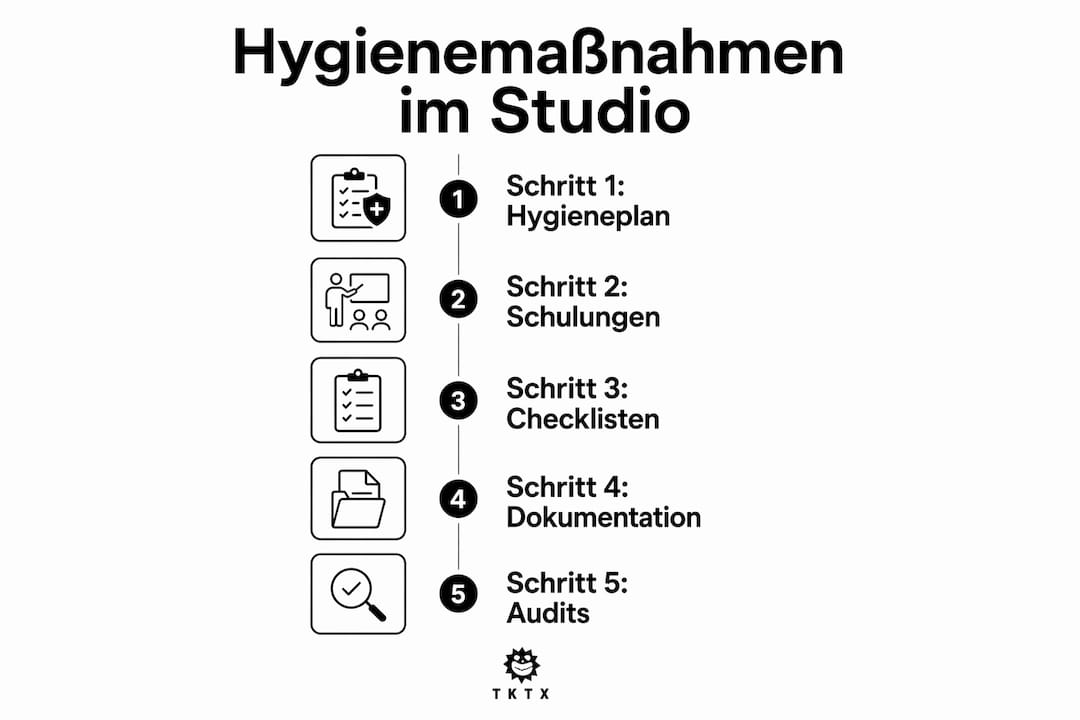 Diese Infografik veranschaulicht, welche Hygienestandards in einem Tattoo-Studio gelten.