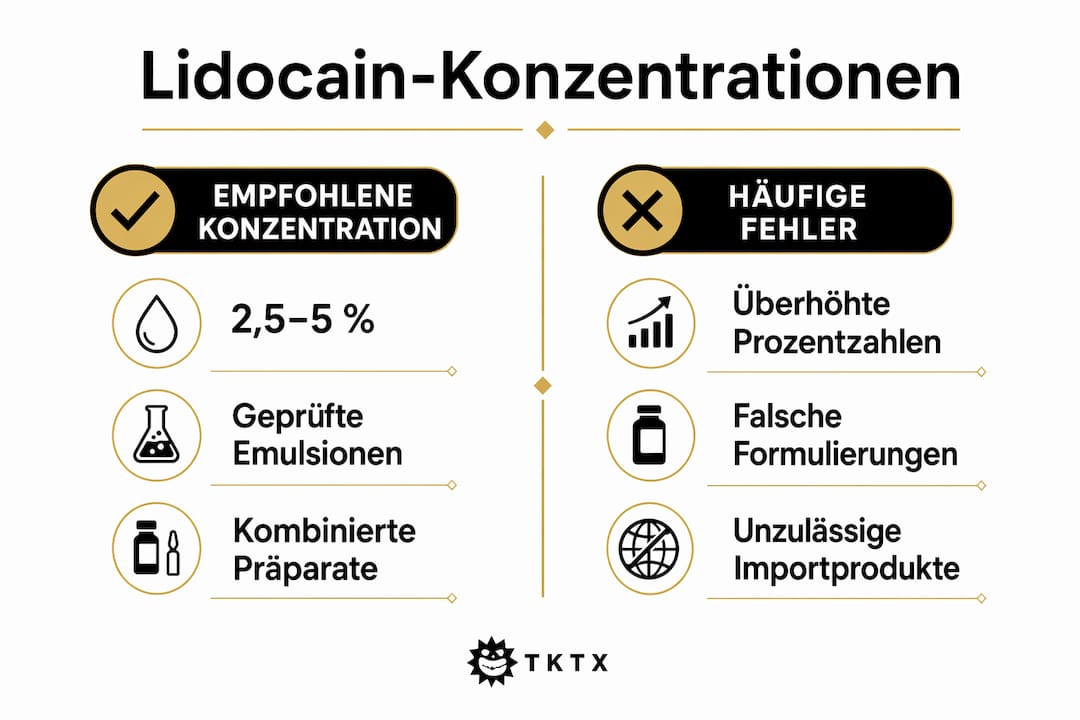 Übersicht zu Lidocain-Konzentrationen und häufigen Anwendungsfehlern