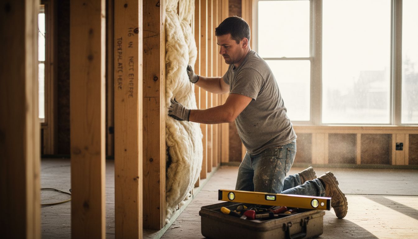 Installing wool insulation in home wall