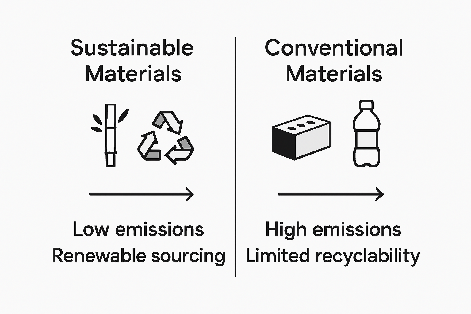 Infographic comparing sustainable and conventional building materials