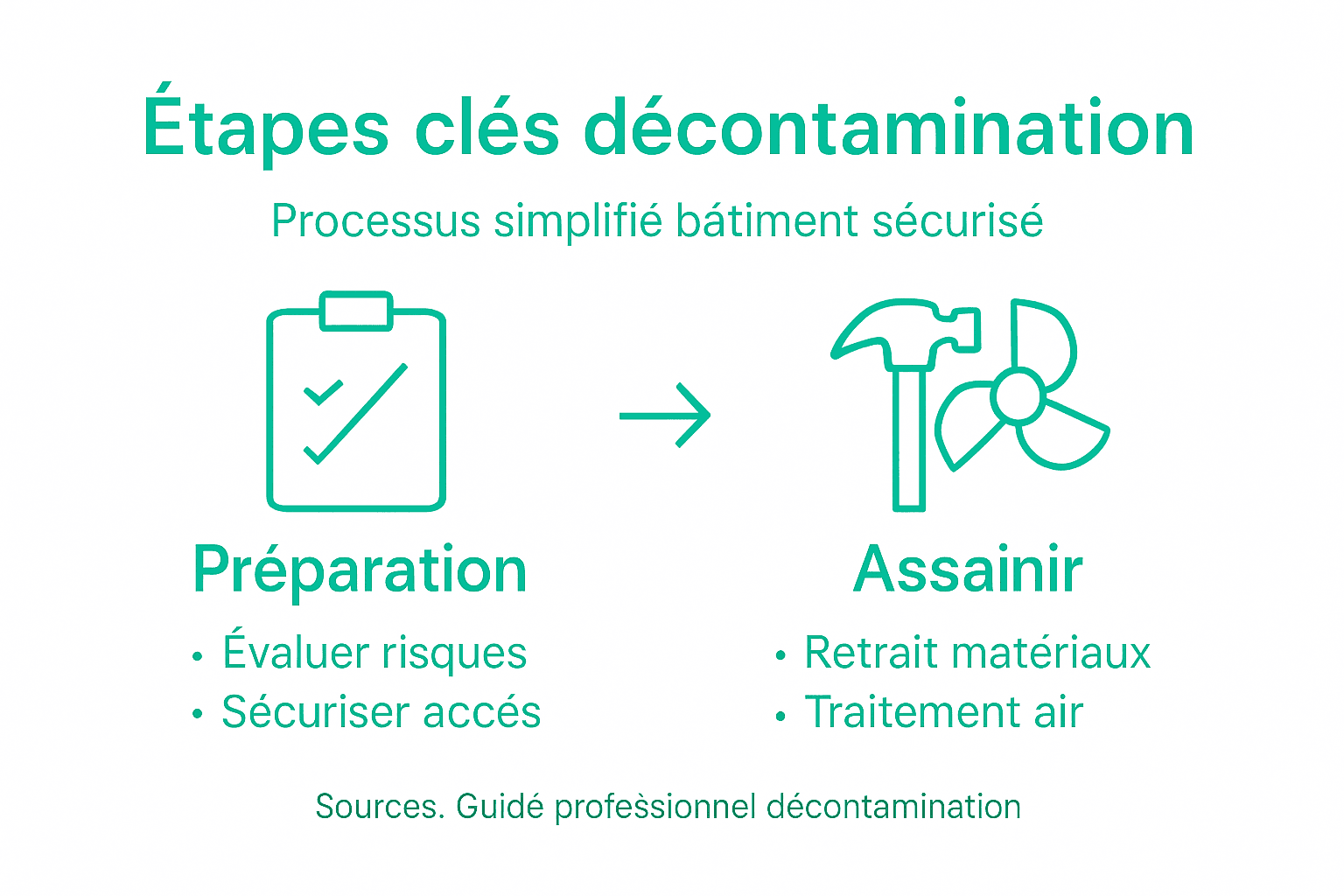 Infographie : les étapes essentielles pour la décontamination d’un bâtiment