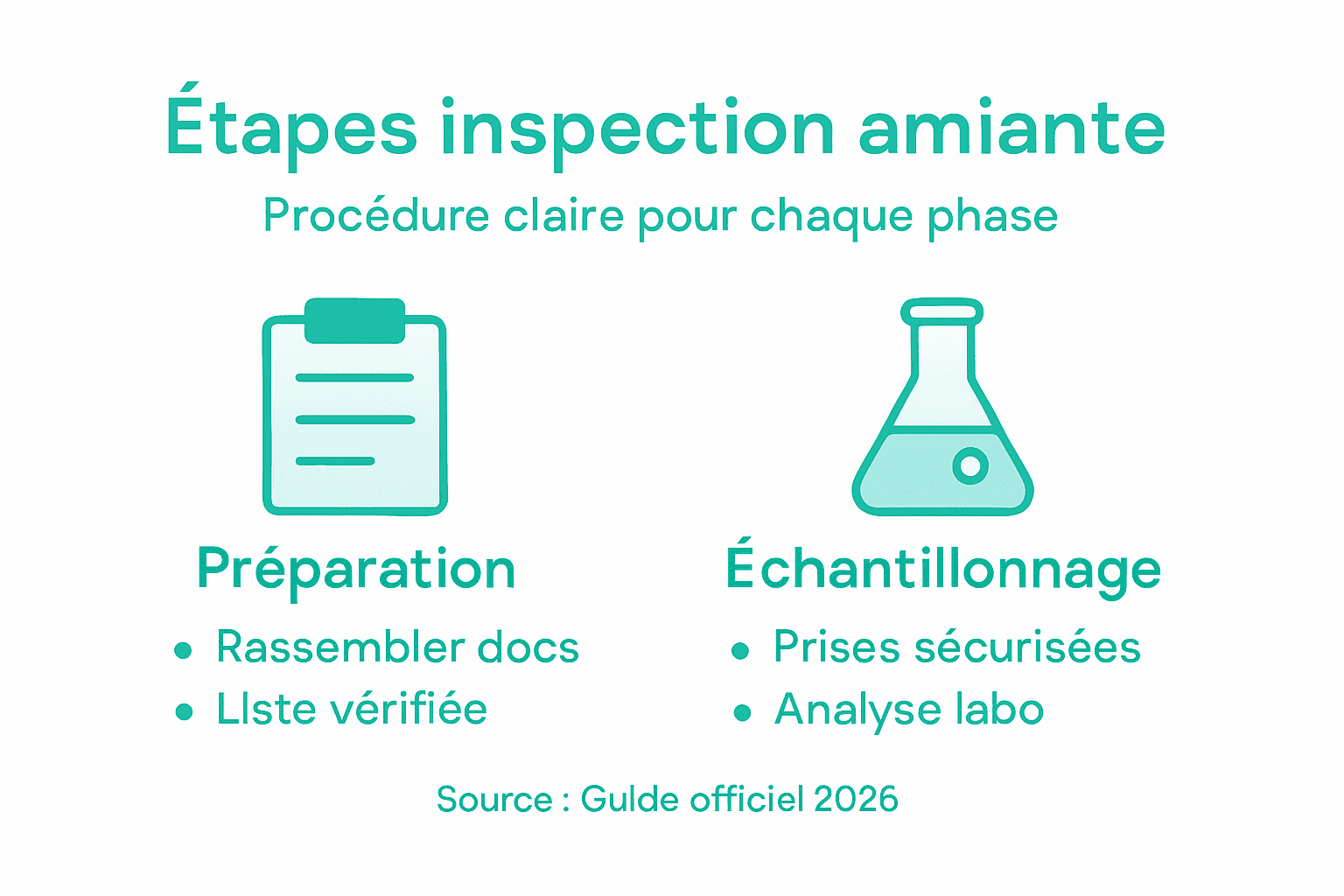 Infographie : les différentes étapes clés d’un diagnostic amiante