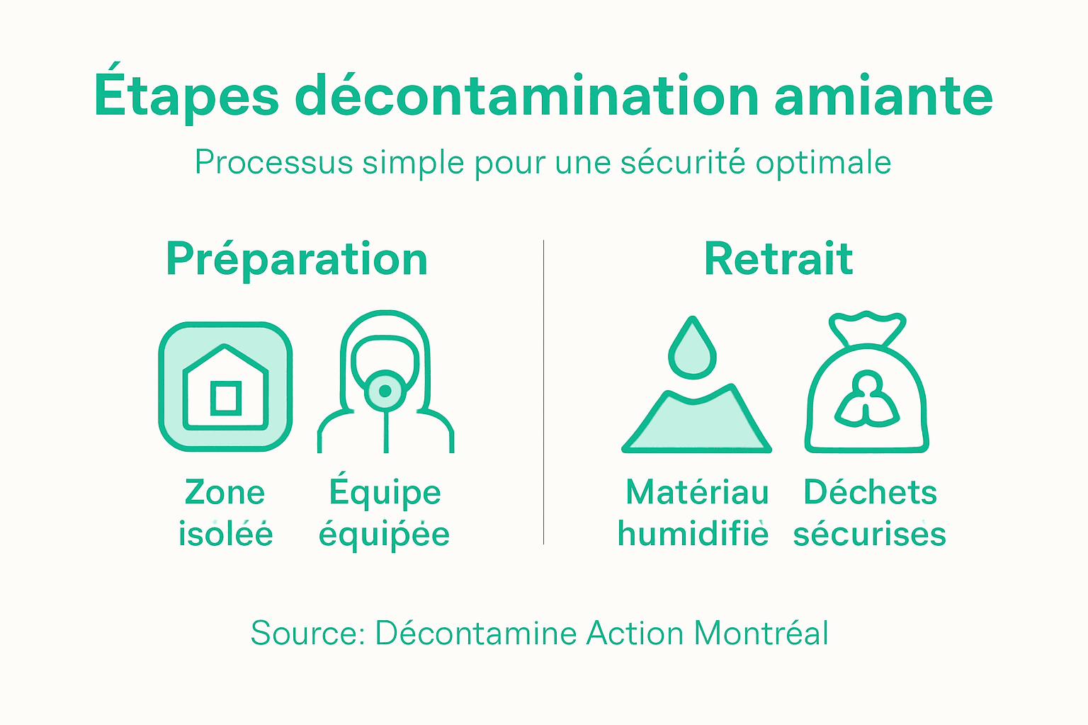 Les différentes étapes clés du processus de décontamination de l’amiante en un coup d’œil