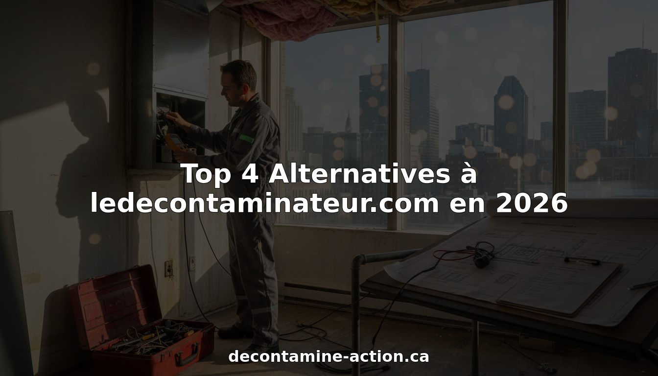 Un technicien en décontamination effectue une inspection dans un bureau d’angle à Montréal.