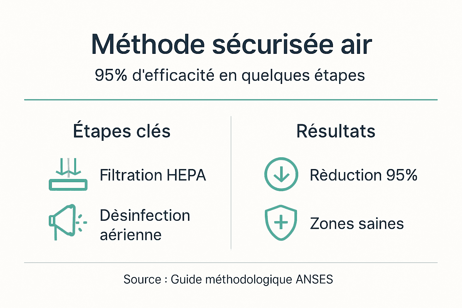 Schéma illustrant les différentes étapes pour purifier l’air