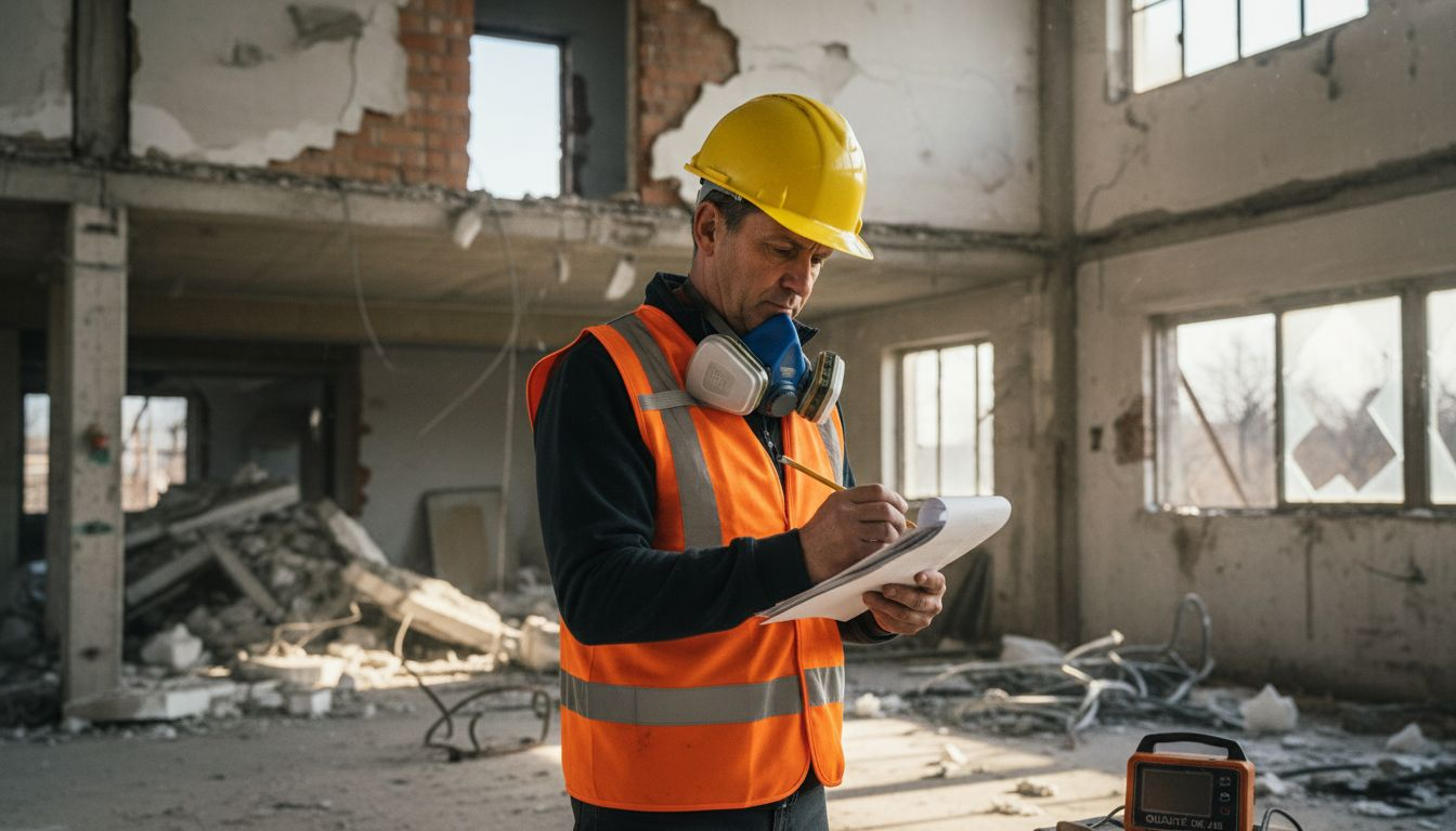 Le responsable de chantier procède au contrôle de la liste de vérification amiante.