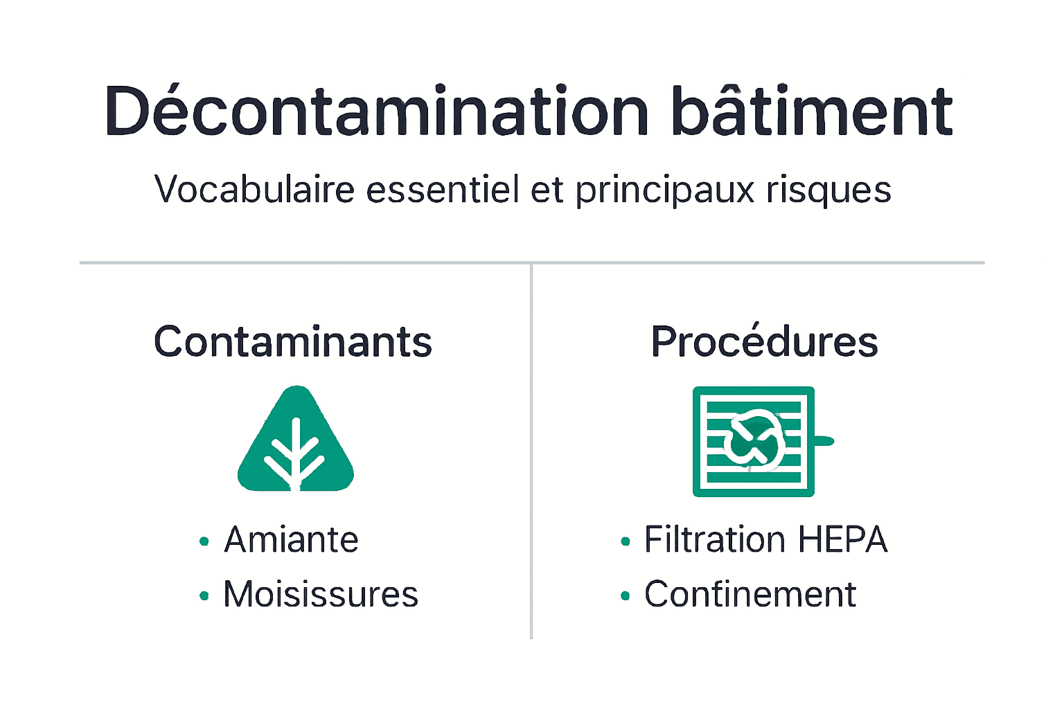 Infographie : tout savoir sur la décontamination — vocabulaire, risques et démarches