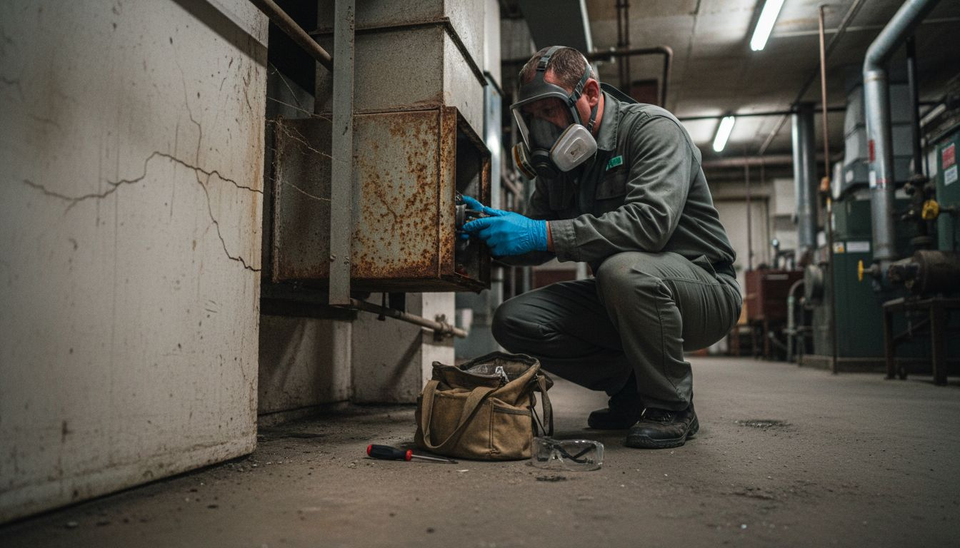 Technicien spécialisé dans le contrôle des réseaux de ventilation contenant de l’amiante