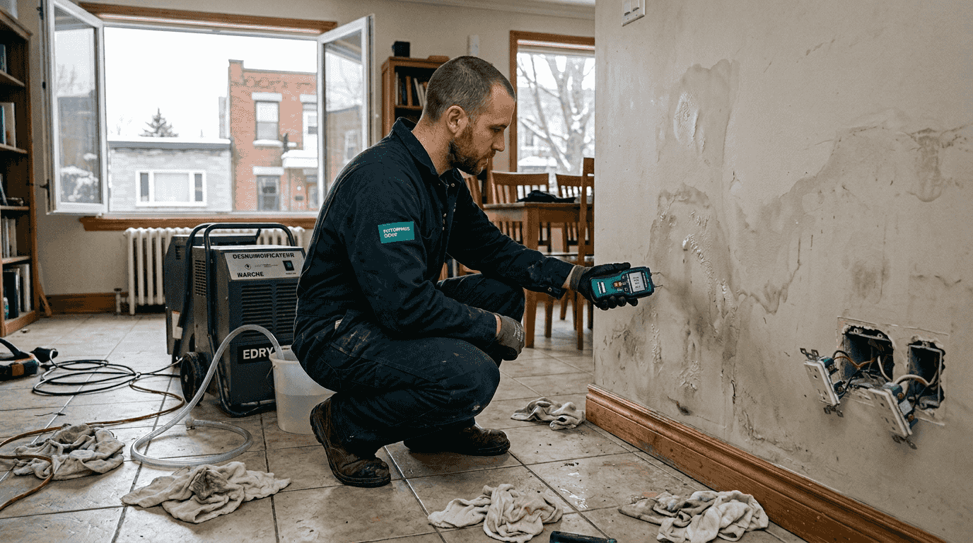 Assèchement professionnel après un dégât des eaux à la maison