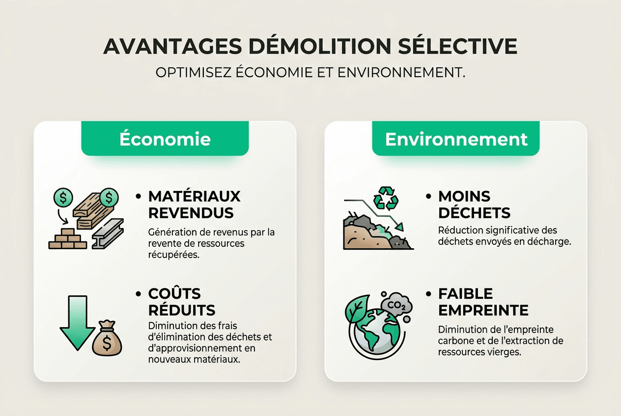 Infographie : pourquoi la démolition sélective est un choix économique et écologique